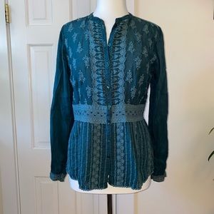 Johnny Was embroidered button down top